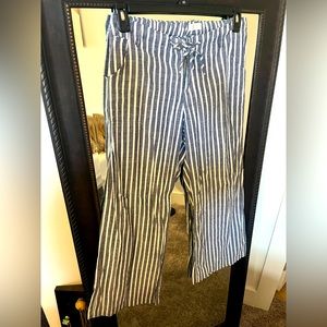 Blue & white stripe linen pants. Medium. Just living brand.